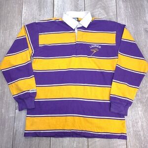 Barbarian Rugby Shirt Mens L Purple Yellow Laurier Golden Hawks Striped Canada